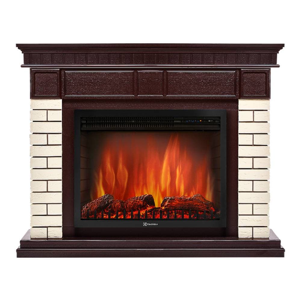 Каминокомплект: Очаг Electrolux EFP/P-3020LS N, портал Bricks 30 камень бежевый, шпон темный дуб — фото 2