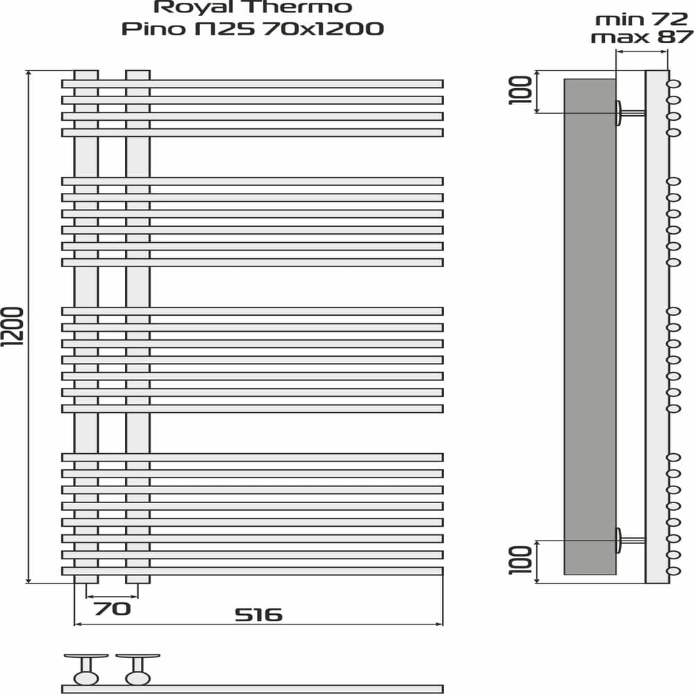 Полотенцесушитель Royal Thermo Pino П25 500х1200 белый — фото 4
