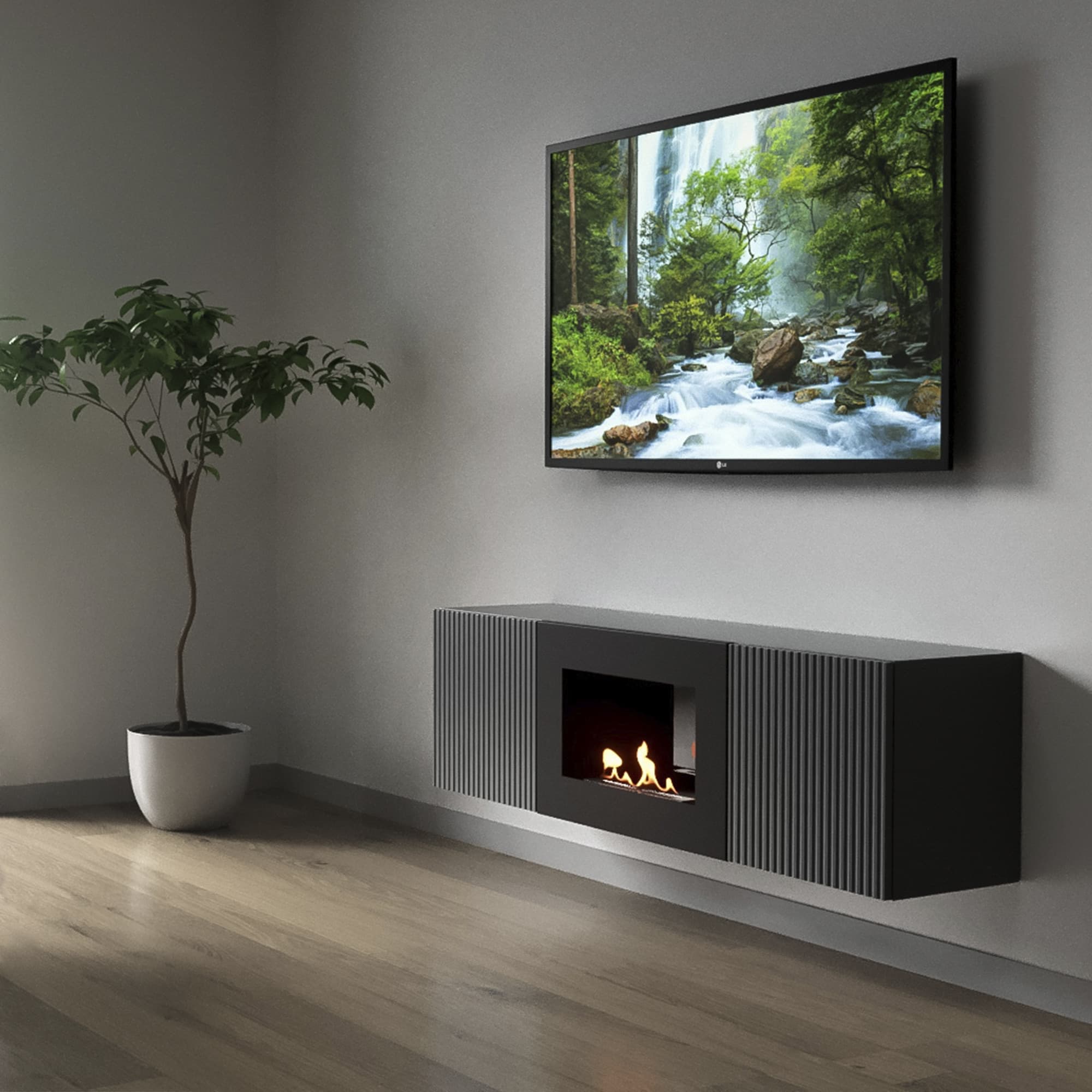 Тумба с биокамином Firelight BFP/P-1400L графит — фото 6