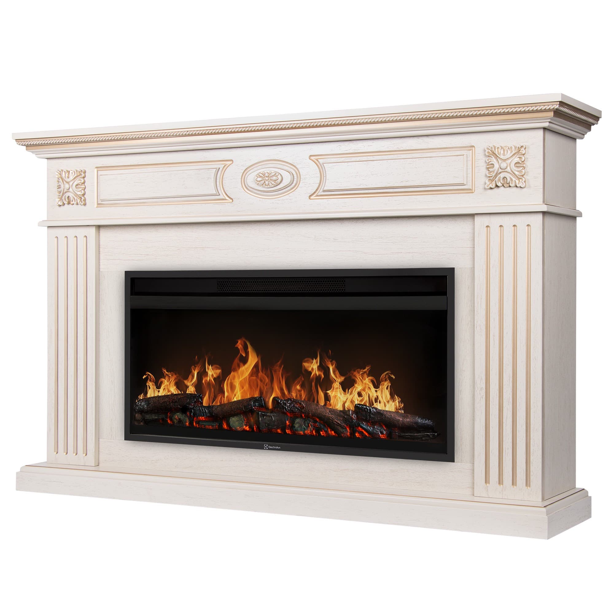 Каминокомплект: Очаг Electrolux EFP/P-4220LS, портал Siena 42/40/36, сл. кость с зол. патиной — фото 1
