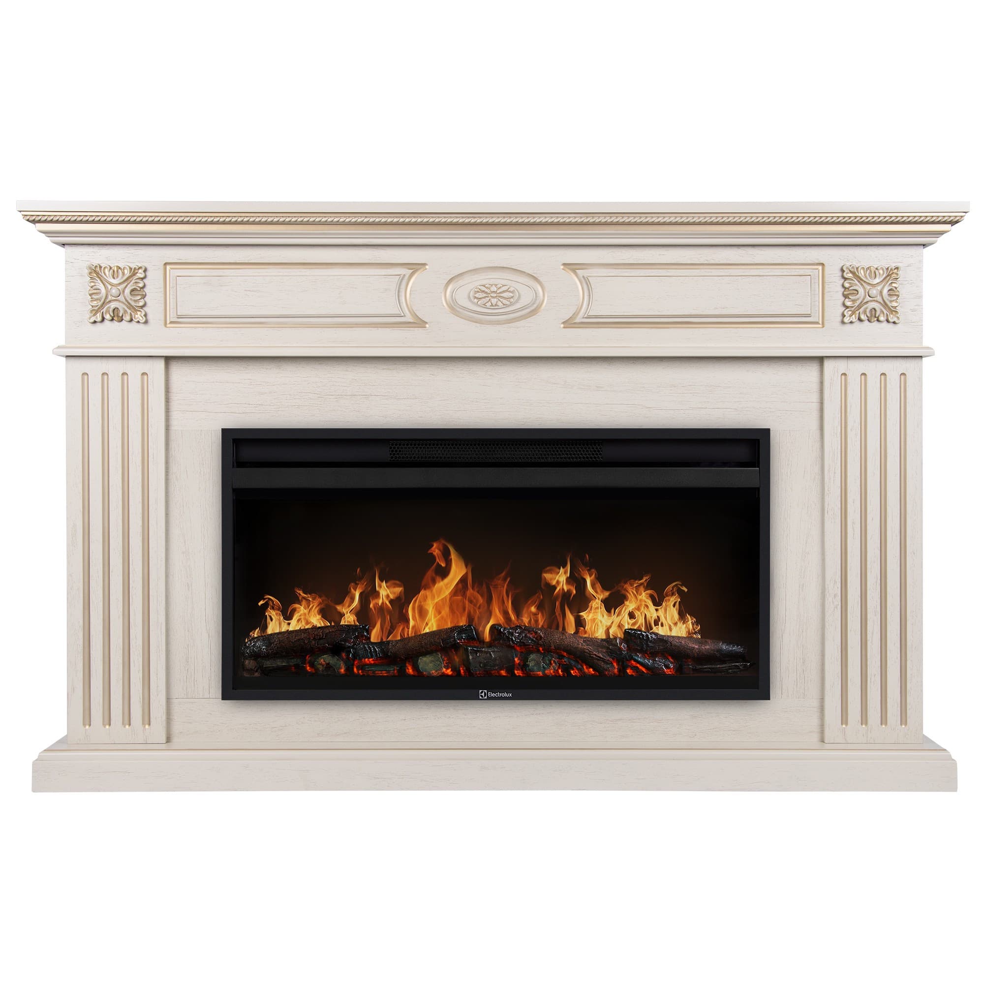 Каминокомплект: Очаг Electrolux EFP/P-4220LS, портал Siena 42/40/36, сл. кость с зол. патиной — фото 2