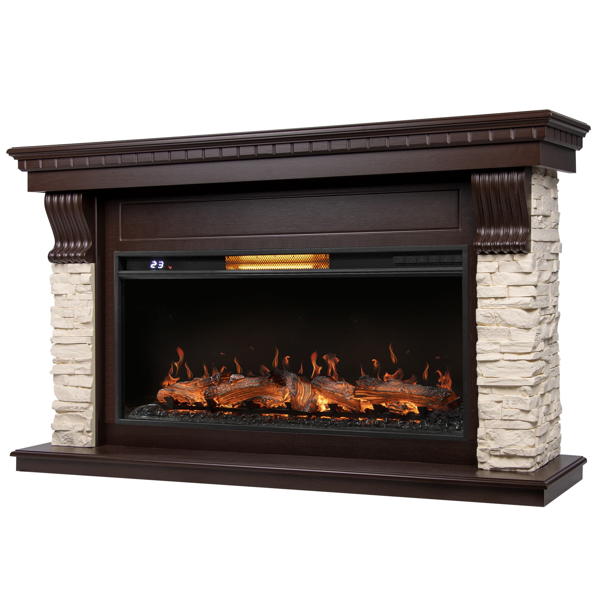 Каминокомплект: Очаг Royal Thermo Aurora RTFP/P-AR40LS, портал Michigan 40 камень мол., шпон т.дуб