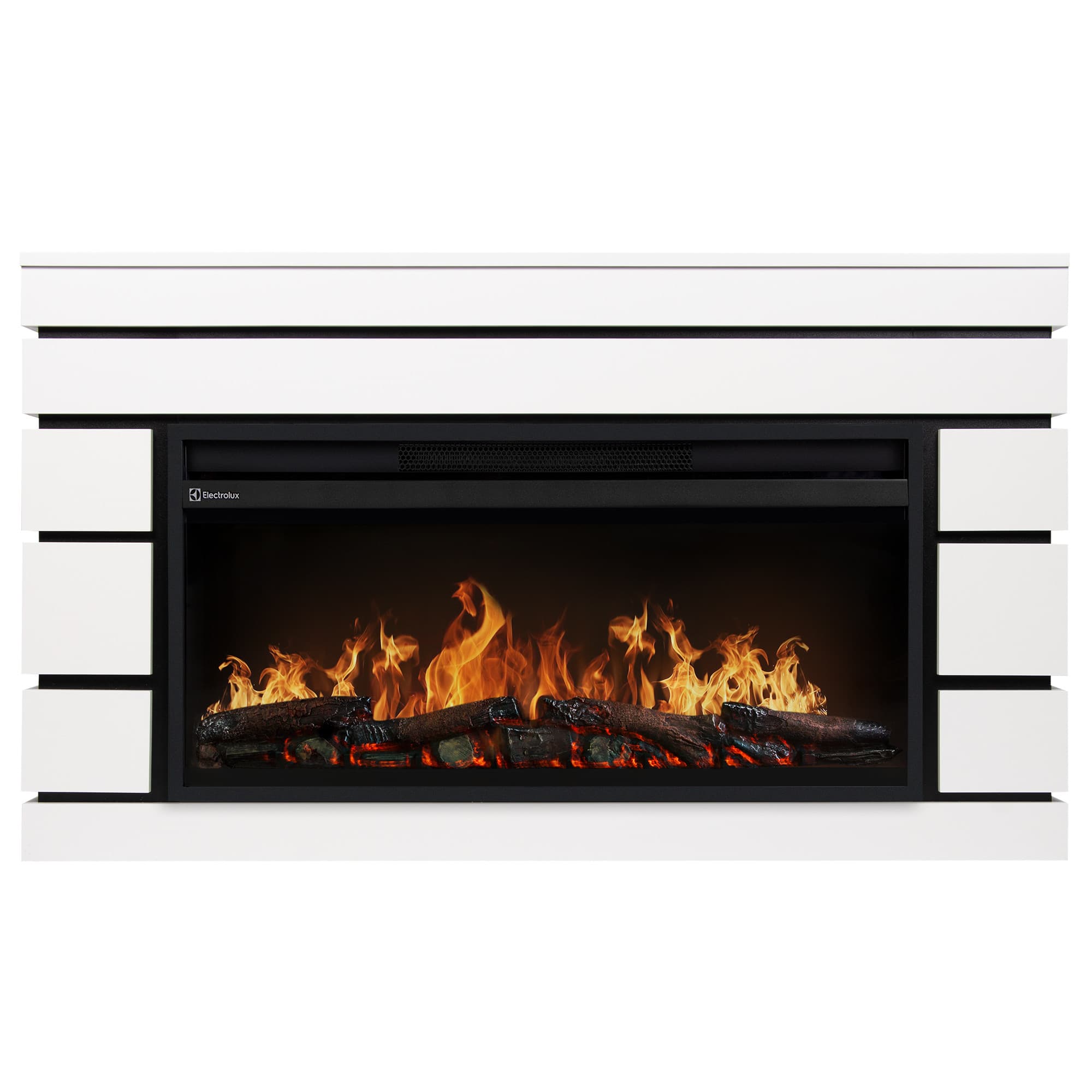 Каминокомплект: Очаг Electrolux EFP/P-3620LS, портал Moderno 36 белый, черный, р/в — фото 2