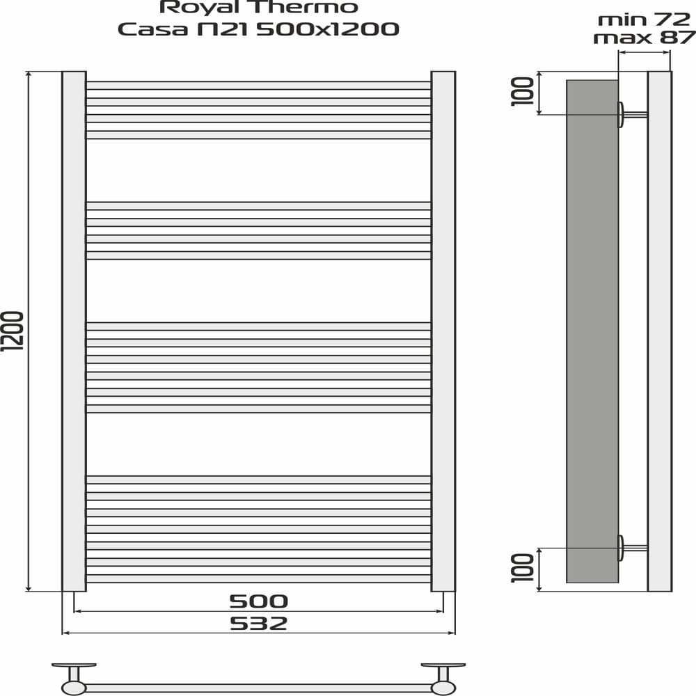 Полотенцесушитель Royal Thermo Casa П21 500х1200 белый — фото 4