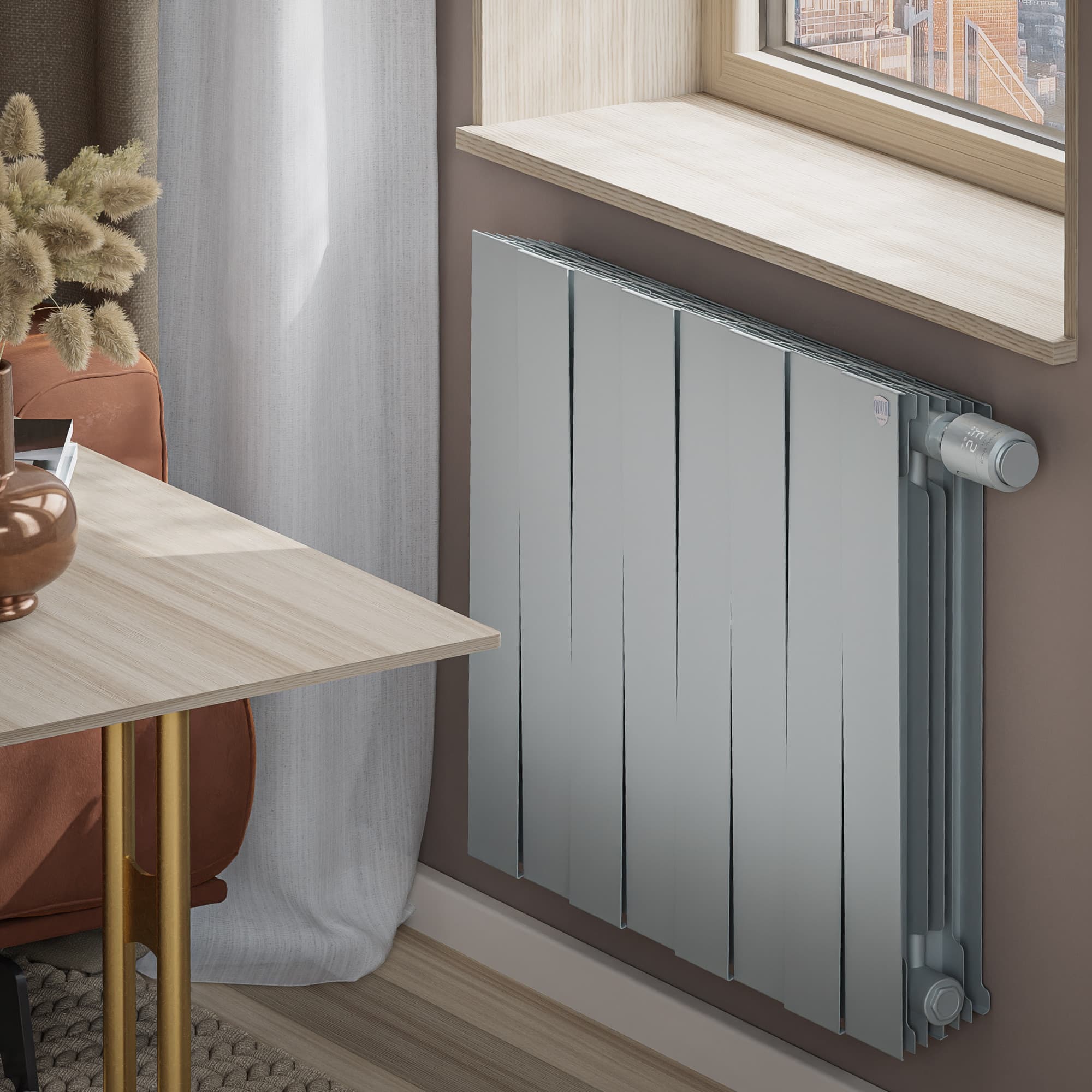 Радиатор Royal Thermo PianoForte 500 Silver Satin VDR80 - 8 секц. — фото 4