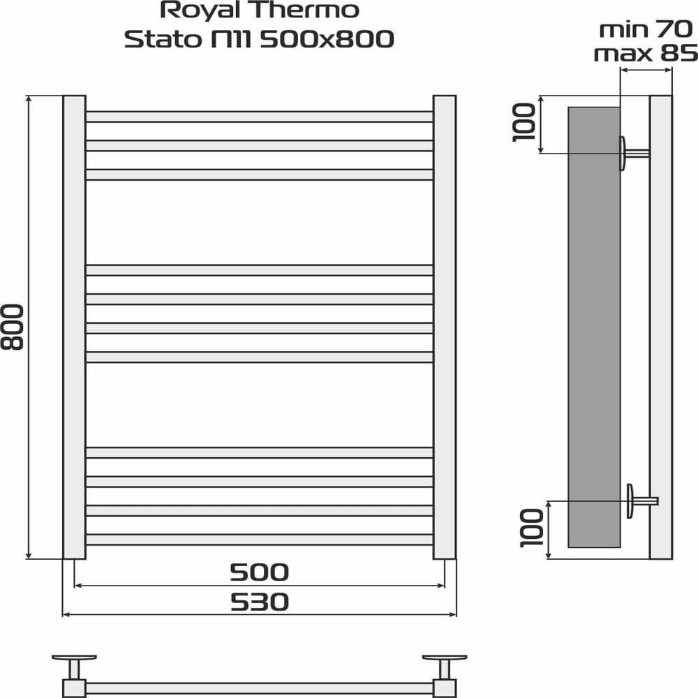 Полотенцесушитель Royal Thermo Statо П11 500х800 стальной — фото 4
