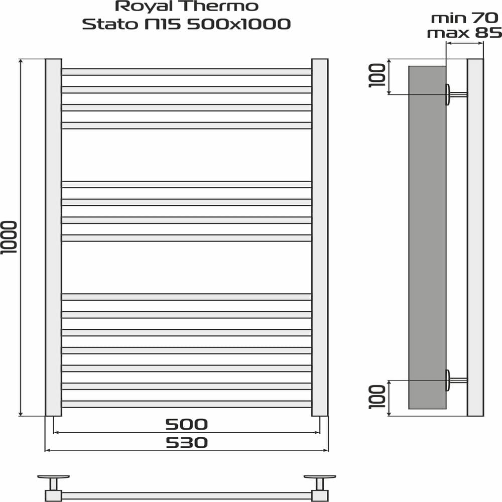 Полотенцесушитель Royal Thermo Stato П15 500х1000 белый — фото 4