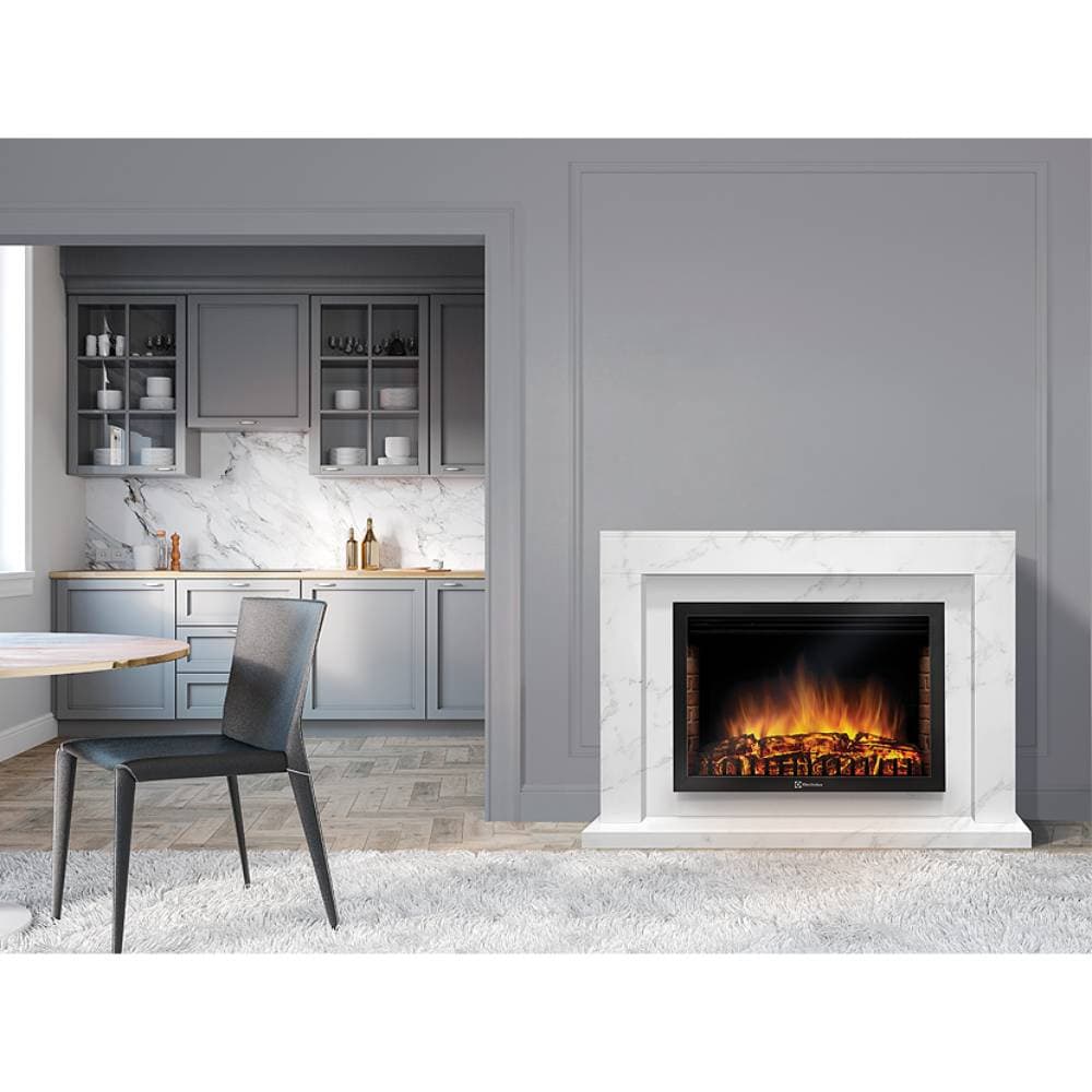 Каминокомплект:ОчагElectrolux EFP/P-2520LS с порталом Simple 25 белый мрамор — фото 3