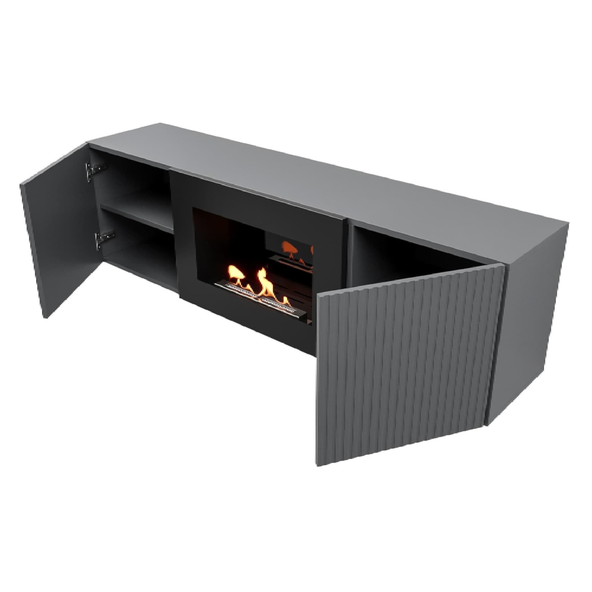 Тумба с биокамином Firelight BFP/P-1400L графит — фото 3