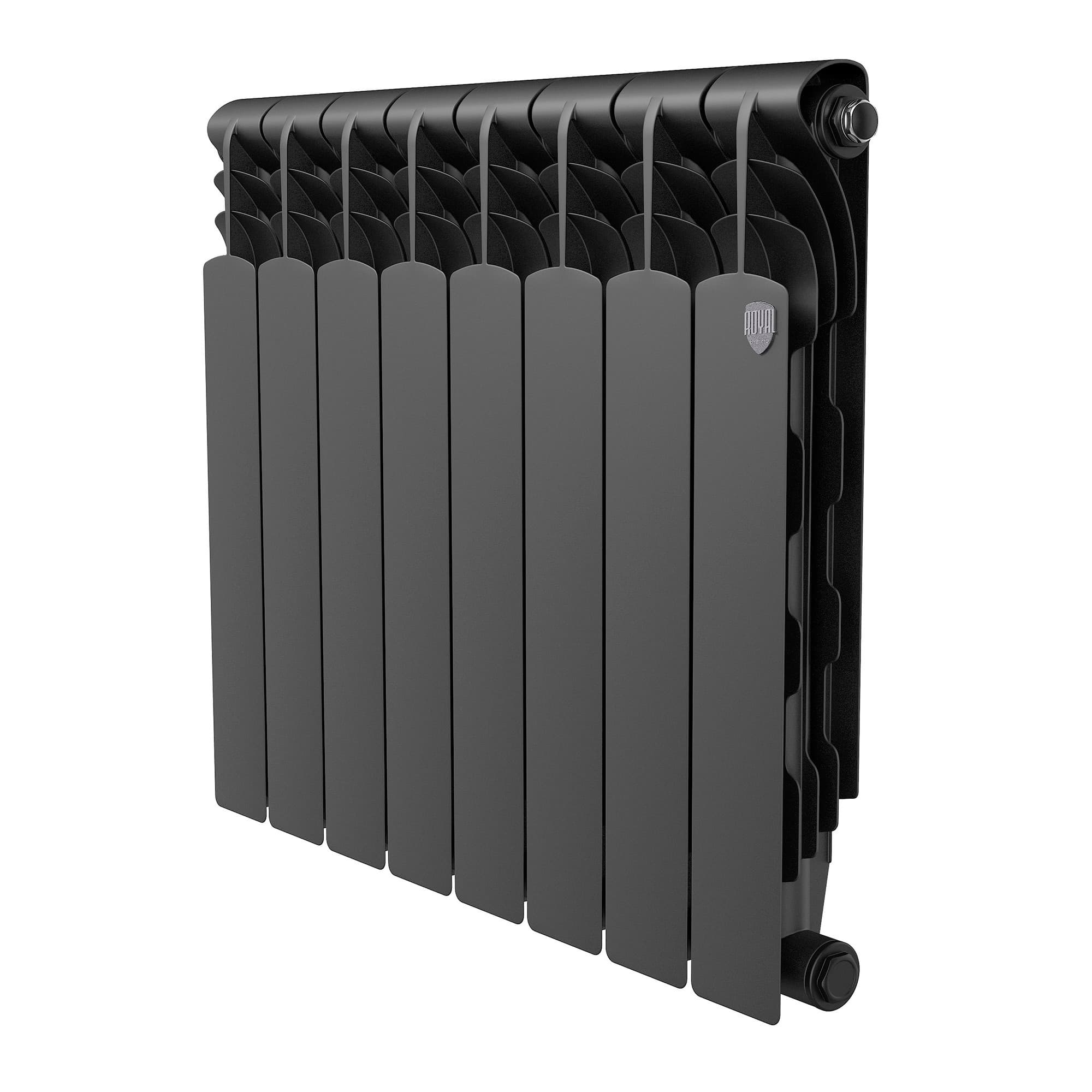 Радиатор биметаллический Royal Thermo Revolution B 500 Чёрный – 8 секц.